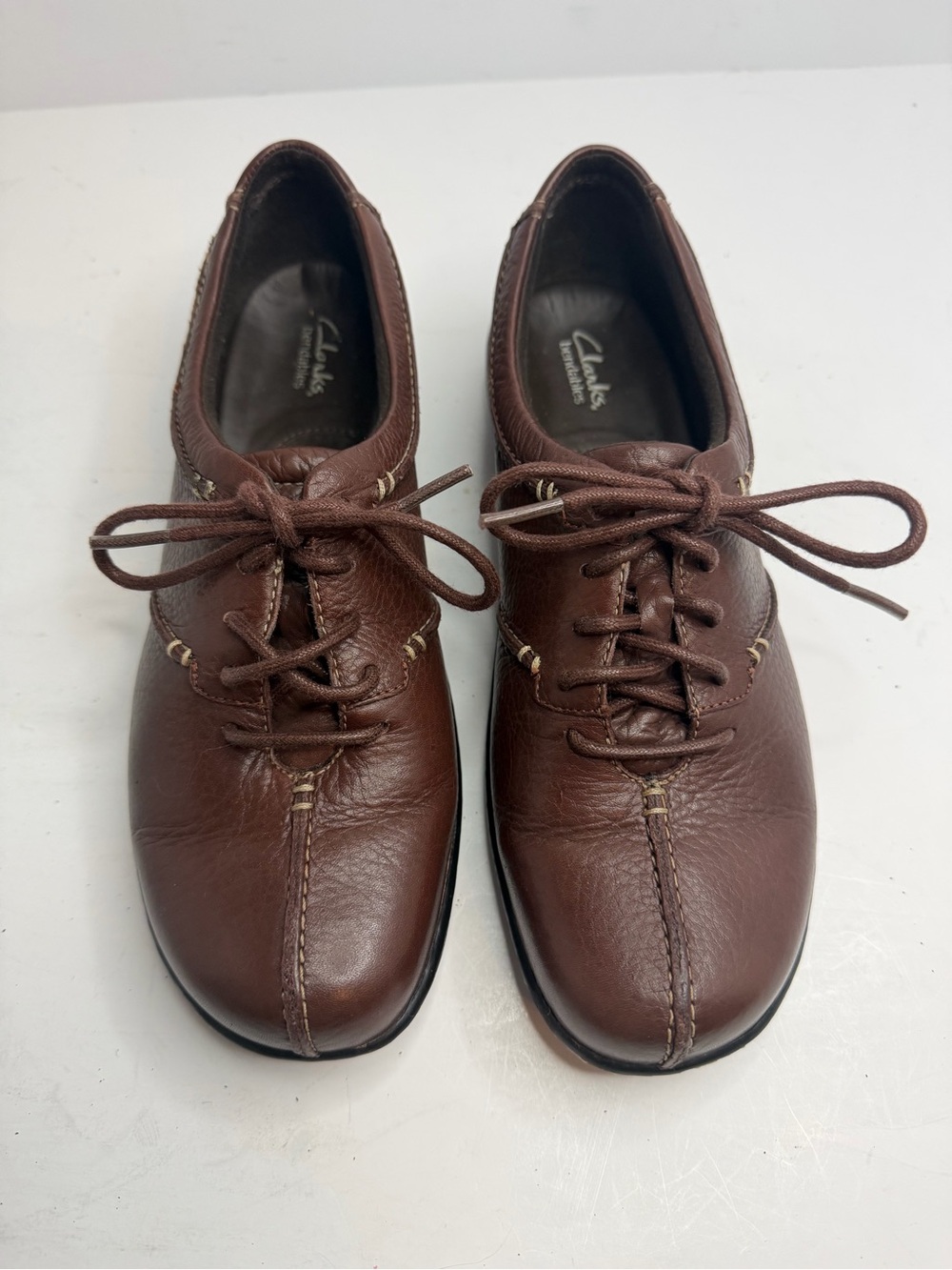 Clarks Bendables Beals Leather Lace Up Comfort Oxfords Brown Women's 8M - Picture 2 of 7